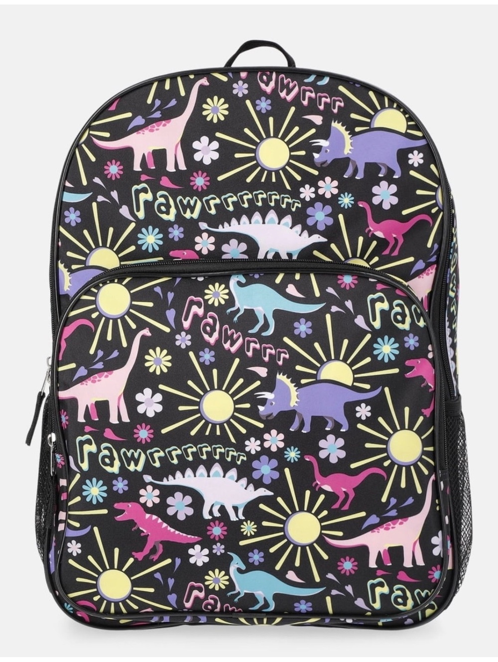 17" Kids Backpack with Colorful Dinosaur and Sun Pattern